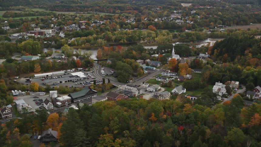 Aerial view of a small town in the countryside