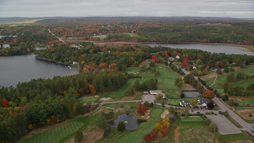 Aerial view of a small town in the countryside