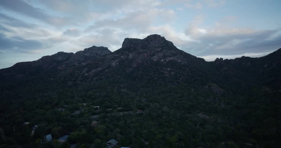 Panorama of a mountain range with peaks