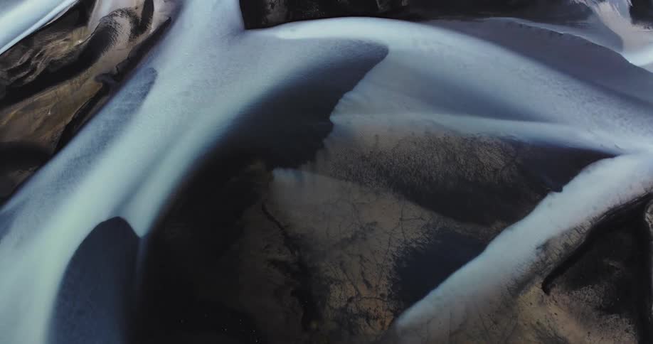 Aerial of blue rivers in Iceland