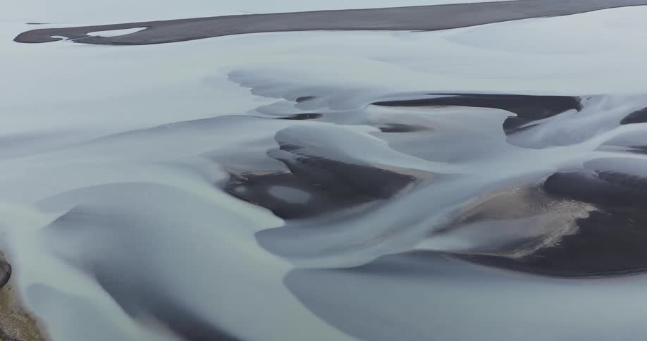 Aerial of glacier river