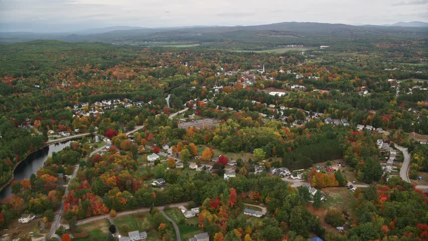 Skyline of a rural neighborhood with rivers and forest