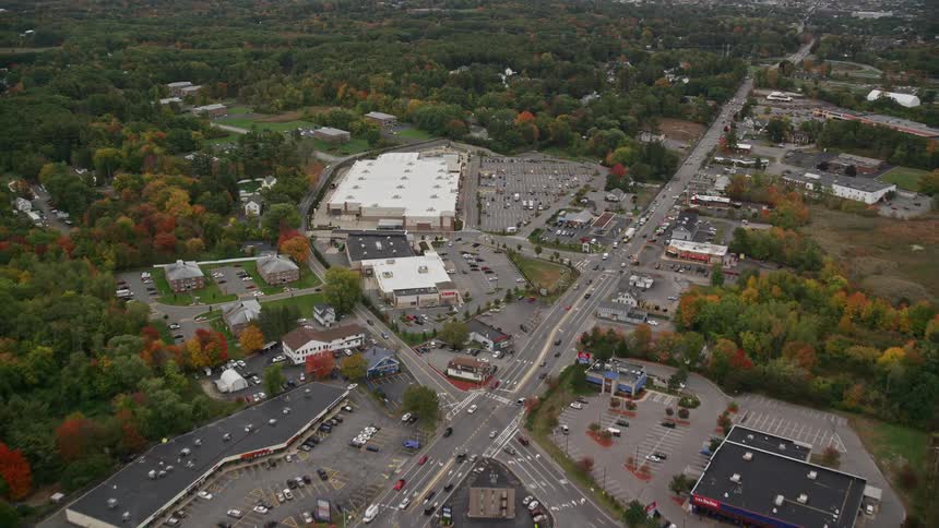 A large store is in the suburbs