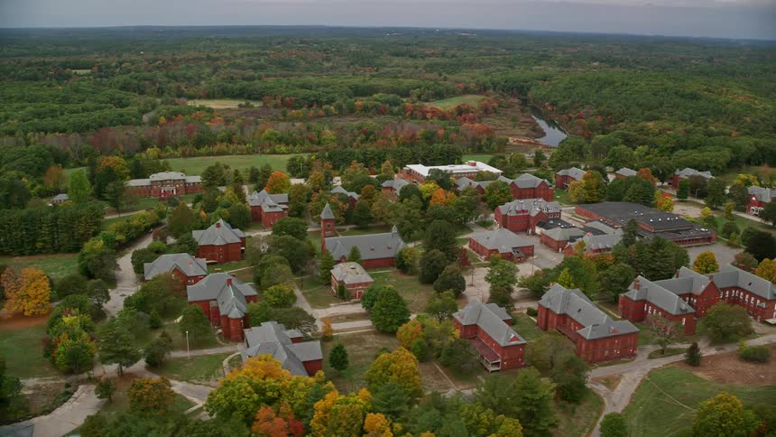 A campus is in the middle of a forest