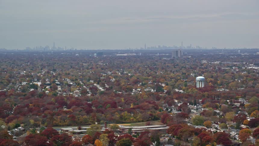 A sprawling residential community is on the outskirts of a large city