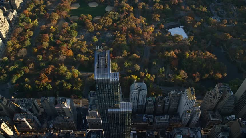 Aerial view of new yorks central park and the surrounding buildings