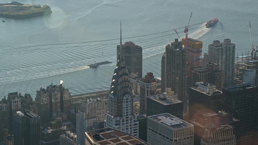 City skyline of new york city on a sunny day