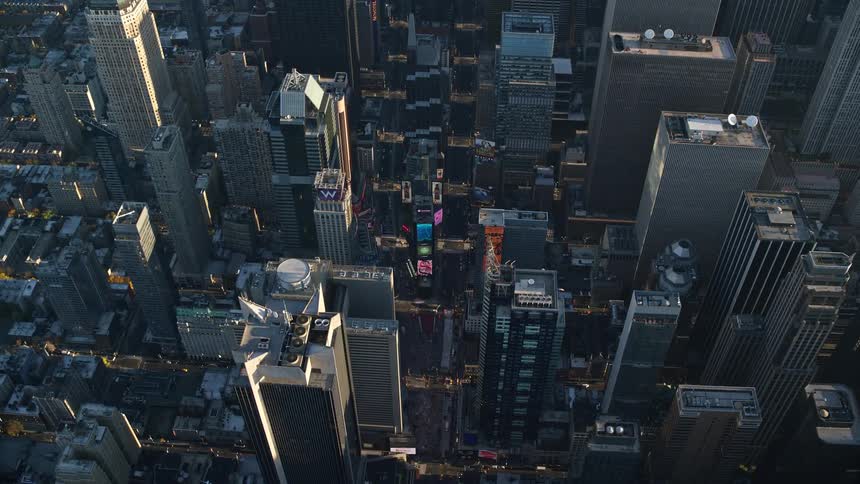 Aerial view of metropolitan city with towers and skyscraper