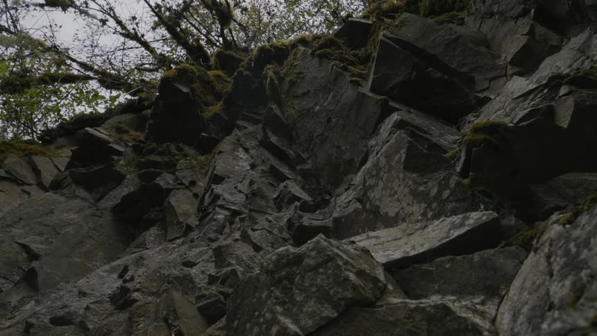 Several natural dark colored stones are stacked