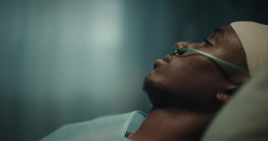 A man is resting in the hospital