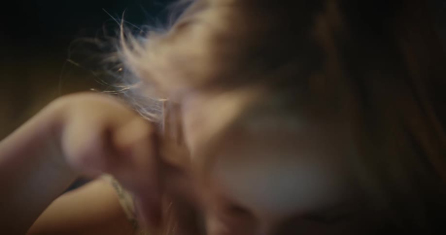 Close up of blonde girl using tablet