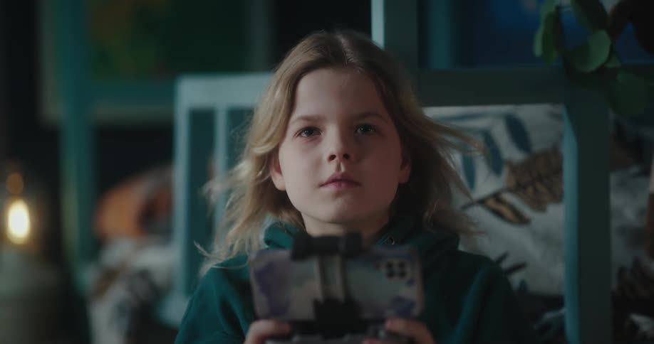 A child is flying a drone