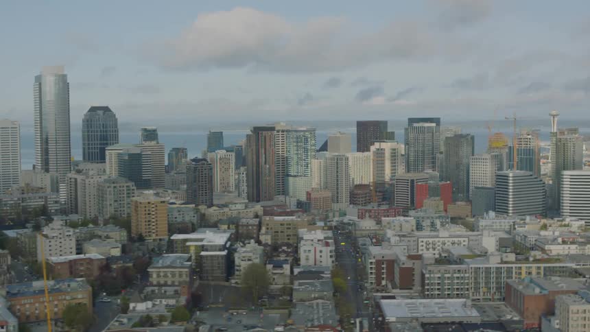 The city ahead has many tall buildings
