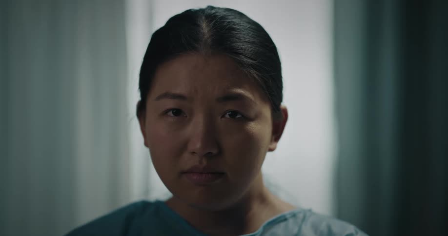 Closeup of a sad asian womans face