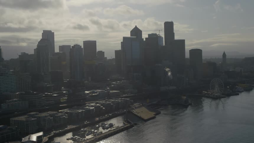 View of a large city next to a body of water