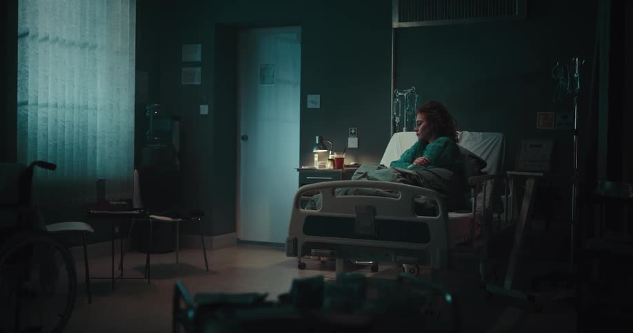 Female patient in the hospital bed