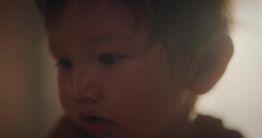 Close up of a toddlers face