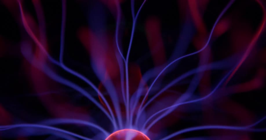 Glowing purple wisps waver and extend from a luminous pink orb