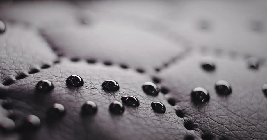 Drops of water are on the leather