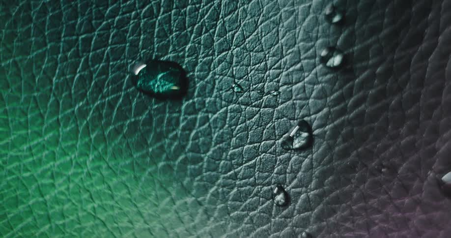 Drops of water on synthetic leather