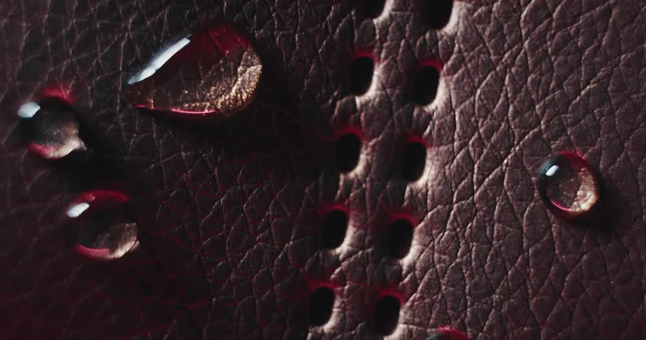 Drops of water are on the leather