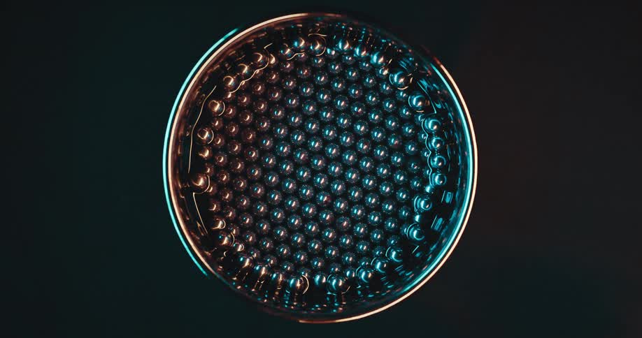 Bucket of metal balls standardized and abstract