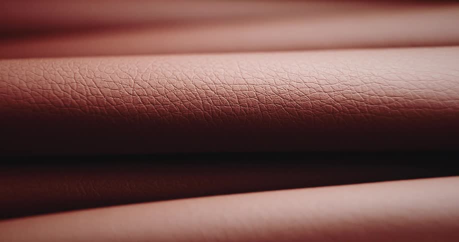 A surface with a red leather texture being illuminated by a light