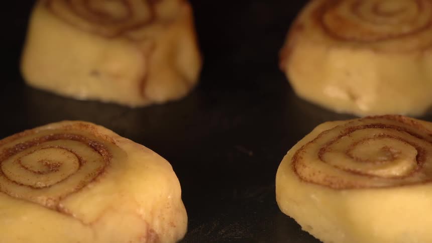A close up clip of four baked pies