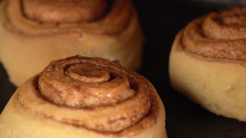 Small sweet pastries in slices being baked