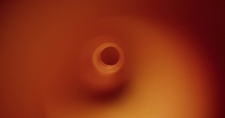 Internal view of an abstract cylinder with external reflections creating shadows