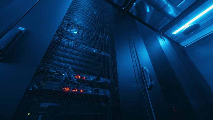 View of a dark corridor with web servers