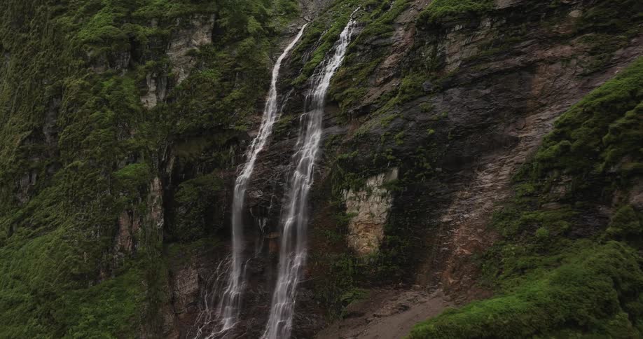 A small waterfall on a mountain of rocks