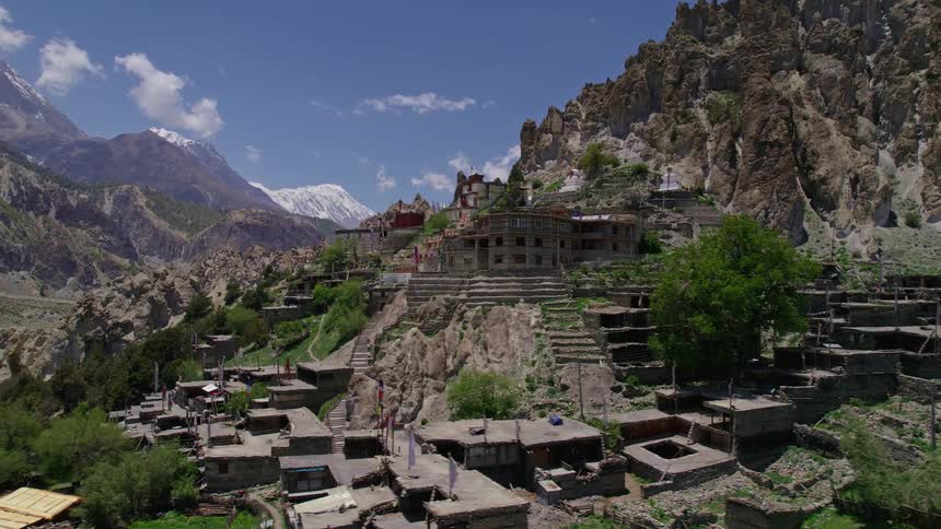 An ancient historical structure built in the mountain