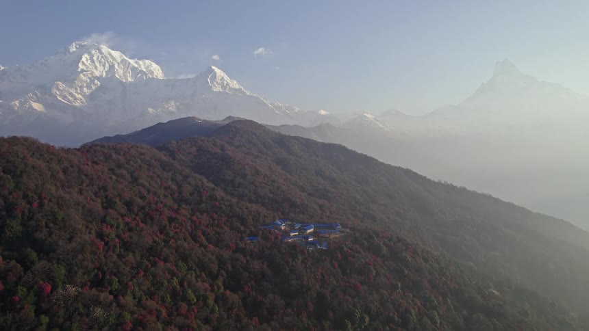 A small town is on the mountain