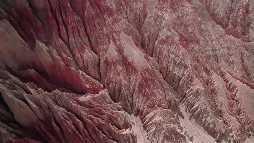 The mountains are pink in color