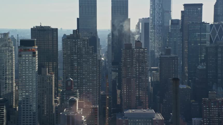 Aerial of new york city skyscrapers
