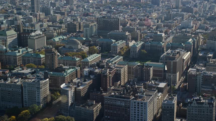 An aerial view of apartments in the city
