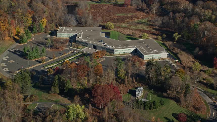 An aerial view of a rural community surrounded by vegetation