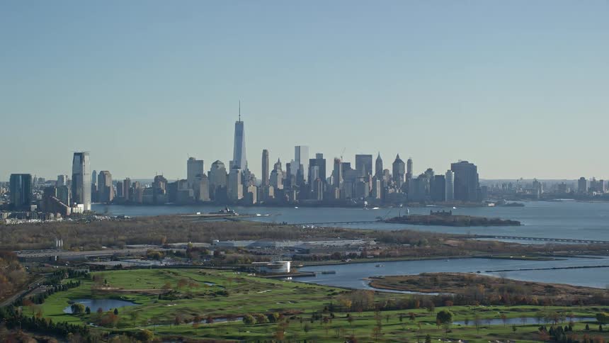 An aerial view of coastal line community outskirt of the city