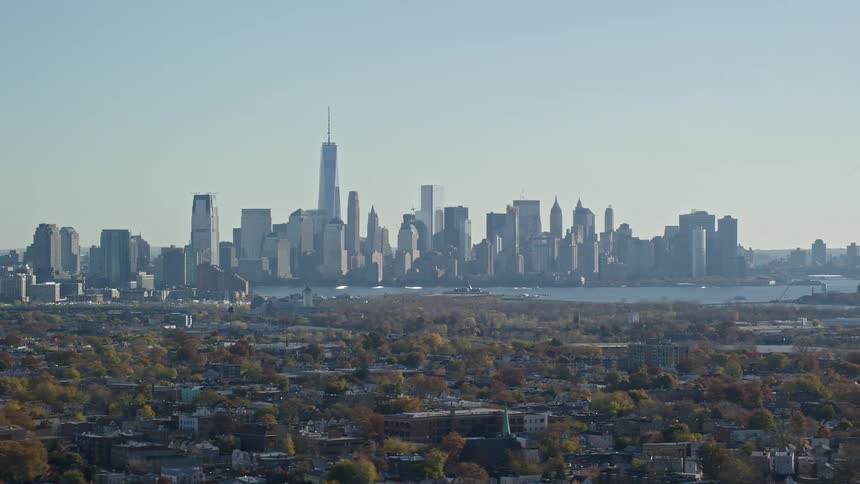 An aerial view of a community outskirt of the city