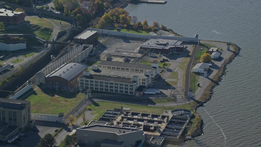 Aerial panorama of a complex by the seaside