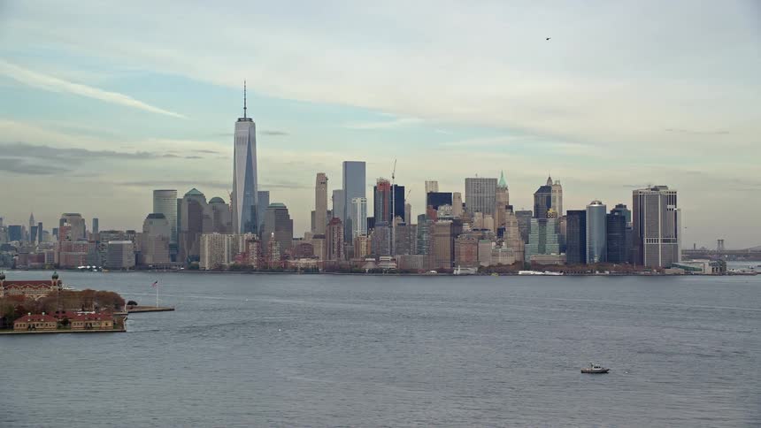 Aerial of the city of manhattan during the day