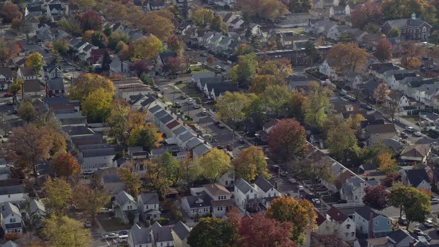 Aerial view of suburbs in the morning