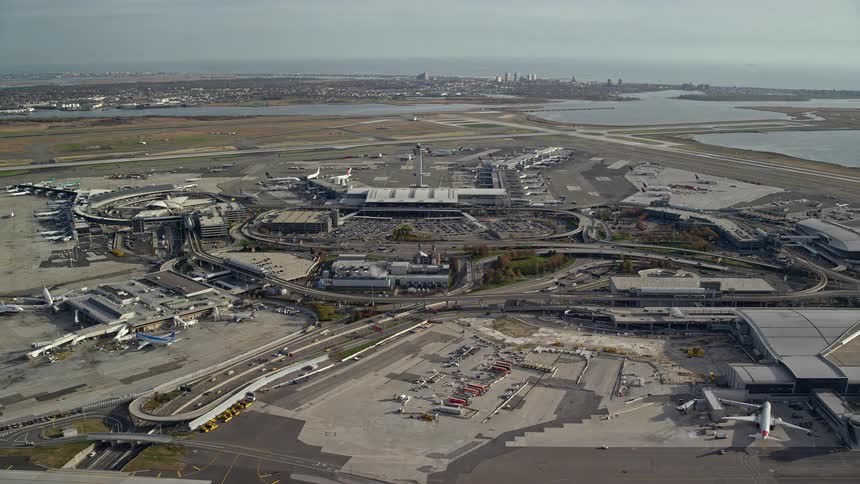 Aerial view of an airport terminal