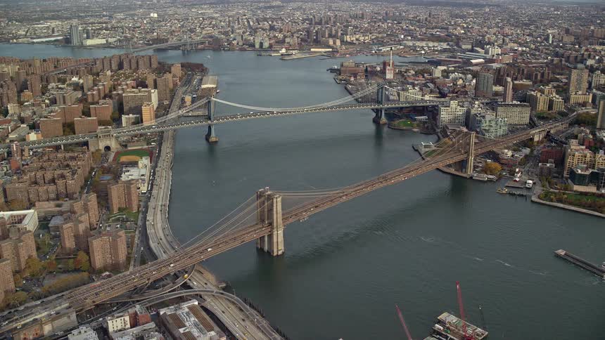 Aerial view of bridges under the sea connecting metropolises