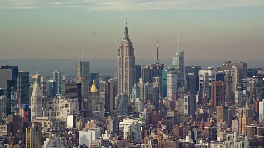 Aerial view of skyscrapers in a metropolis