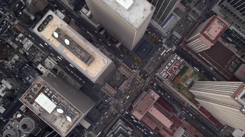 Aerial of the city with the main avenue with dense traffic