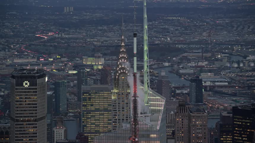 Aerial panorama of skyscrapers in a metropolis by the seaside