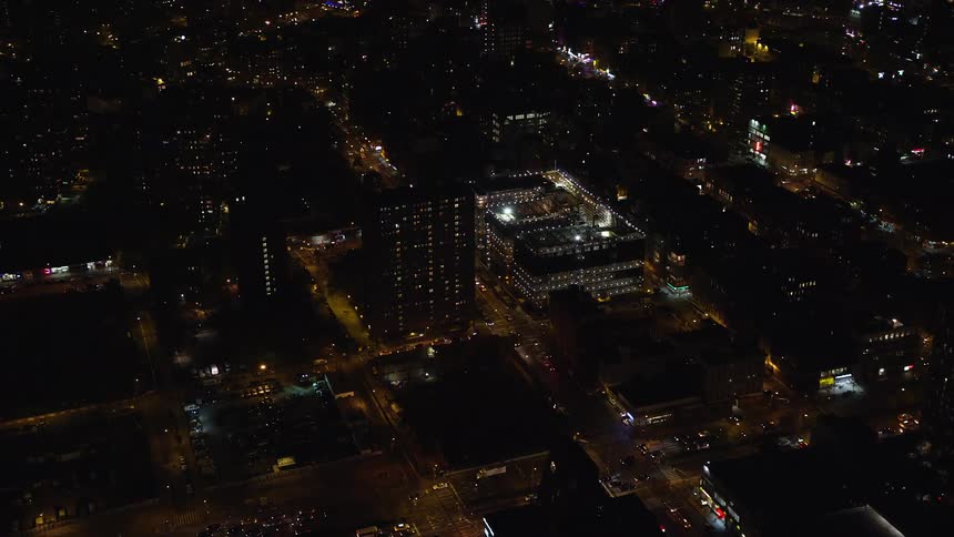 Aerial view of a nighttime metropolis