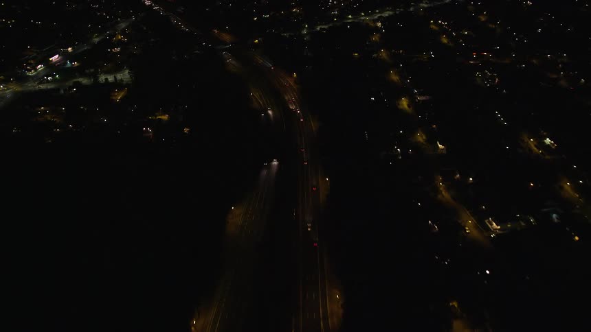 Aerial view of a city at night